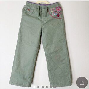 Green Lined Embroidery Pants